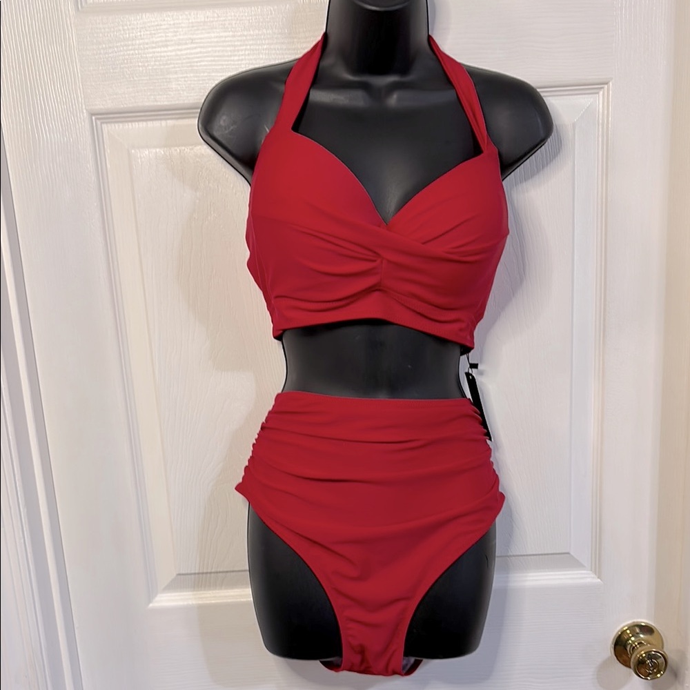 Red Halter Bikini Set